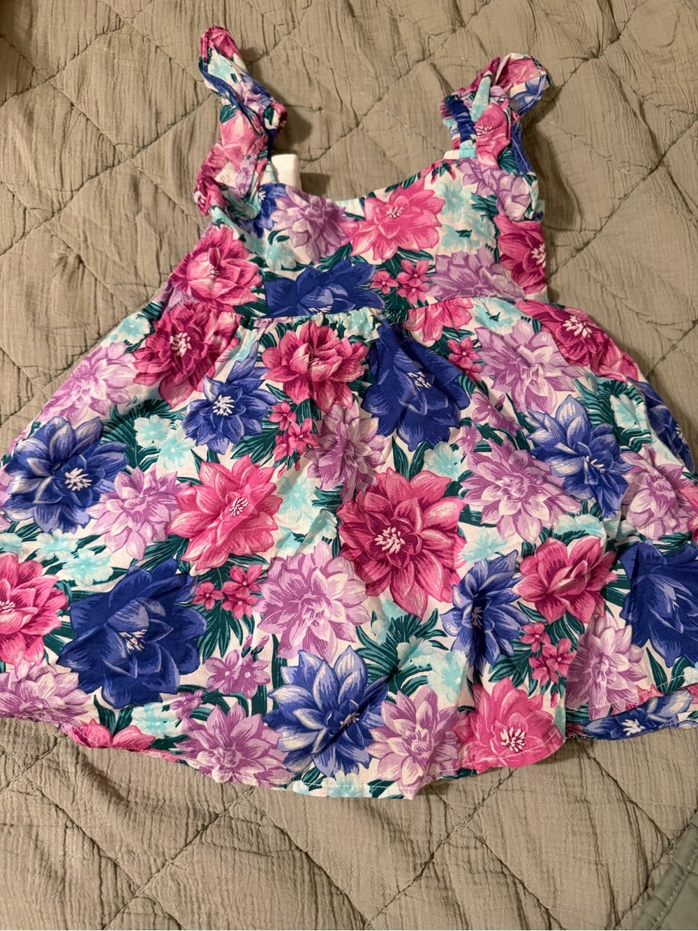 Janie and Jack Pink, Purple & Blue Floral Ruffle Strap Dress